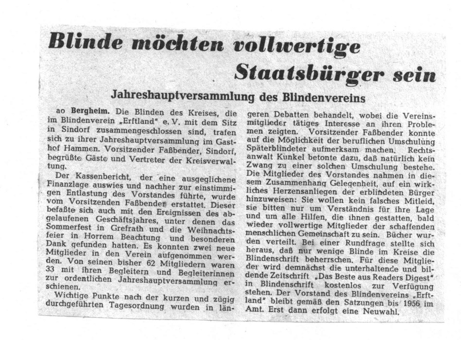 Blinde möchen vollwertige Staatsbürger sein